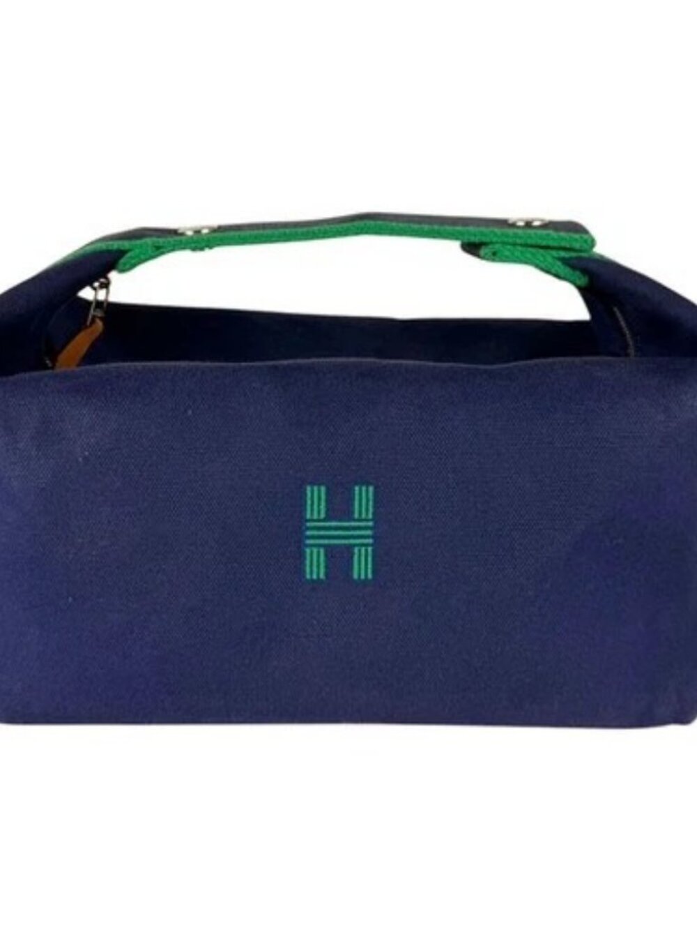 Auth HERMES Bride a Brac GM Handbag Blue/Green Canvas - z10719